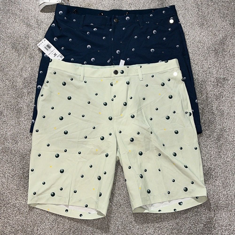 2-Blue & Light Green Gray Golf Polka Dots Ball $75 Adidas Ultimate 365 shorts 36
